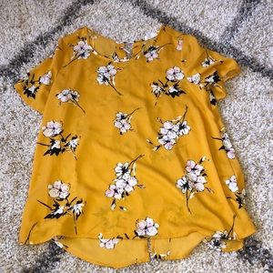 Yellow Floral Corset Back Top